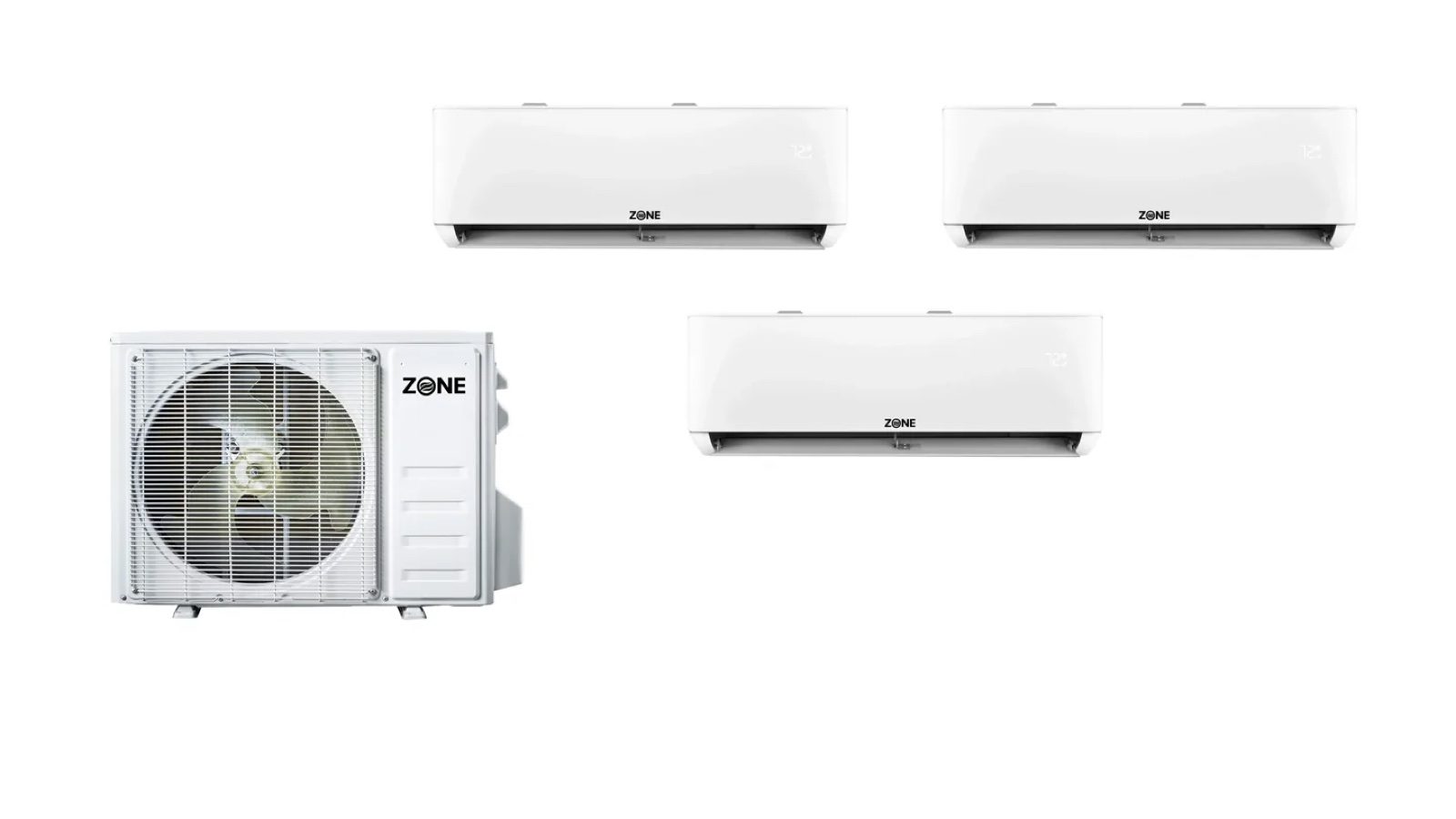Multi-zone ductless mini-split system with one outdoor condenser and three indoor wall units, relevant for homeowners considering the r-410a phase out for homeowners